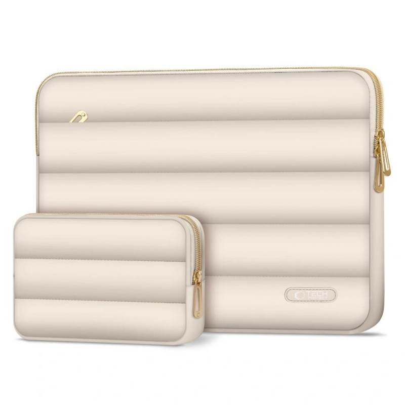 Tech-Protect Puffy puzdro na notebook 13-14" s vreckom na príslušenstvo, piesková