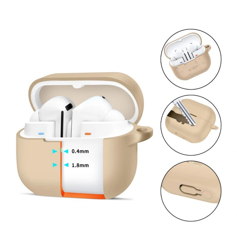 Tech-Protect Silikónové puzdro s háčikom pre Samsung Galaxy Buds 3 / 3 Pro, Cafe Latte