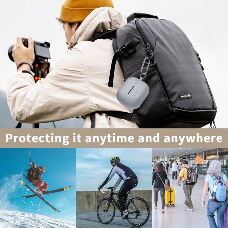 Tech-Protect Silikónové puzdro s háčikom pre Samsung Galaxy Buds 3 / 3 Pro, Cafe Latte