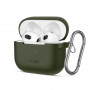 Tech-Protect Silikónové puzdro Hook pre Apple AirPods 3 s karabínou, olivovo zelené