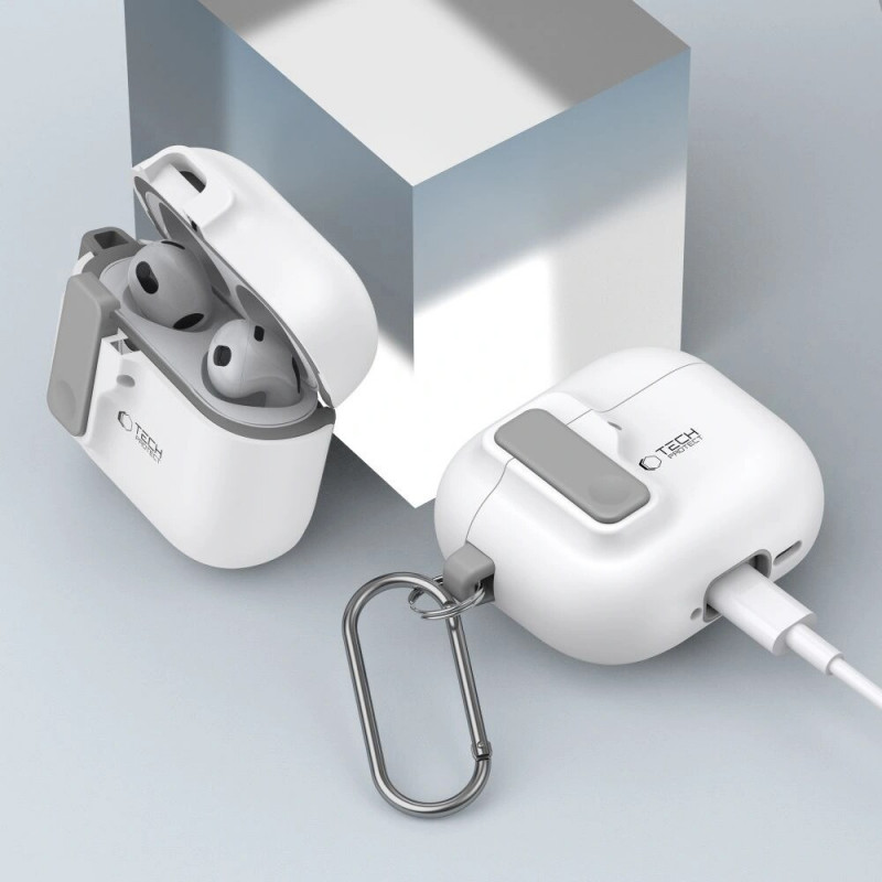Tech-Protect tenké puzdro Slim Hook pre Apple AirPods 4, biele