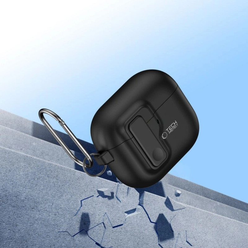 Tech-Protect Tenké puzdro Slim Hook s karabínou pre Apple AirPods 4, čierne