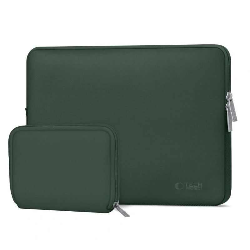 Tech-Protect NeoSlim puzdro na notebook 15-16" s taštičkou na príslušenstvo, Midnight Green