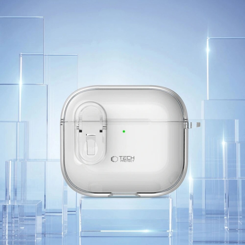 Puzdro Tech-Protect Slim Hook pre Apple AirPods 4, priehľadné