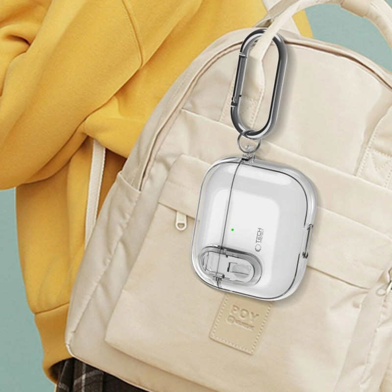 Puzdro Tech-Protect Slim Hook pre Apple AirPods 4, priehľadné