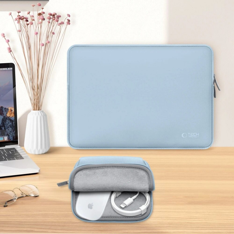 Puzdro Tech-Protect NeoSlim pre notebook 13-14" s vreckom na príslušenstvo, Winter Blue