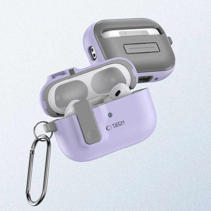 Tech-Protect Slim Hook puzdro s karabínkou pre Apple AirPods Pro 1 / 2, levanduľová