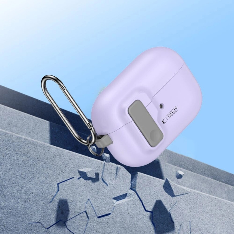 Tech-Protect Slim Hook puzdro s karabínkou pre Apple AirPods Pro 1 / 2, levanduľová