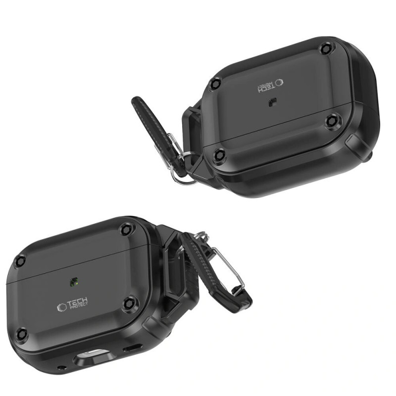Tech-Protect Puzdro Rough Hook s karabínou pre Apple AirPods Pro 1 / 2, čierne