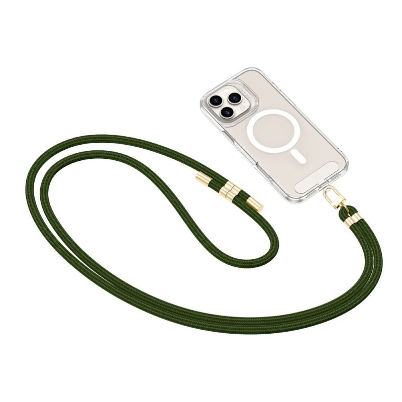 Popruh na telefón cez telo Tech-Protect C7S Rope, Hunter Green/zlatá