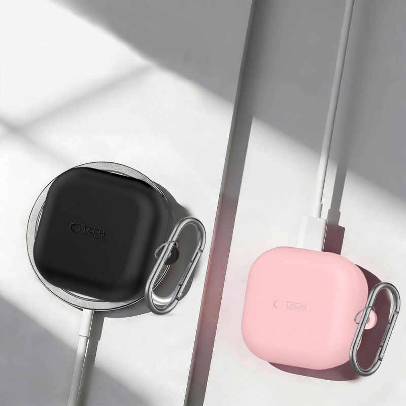 Tech-Protect Silikónové puzdro s háčikom pre Samsung Galaxy Buds 4 / 4 Pro, čierne