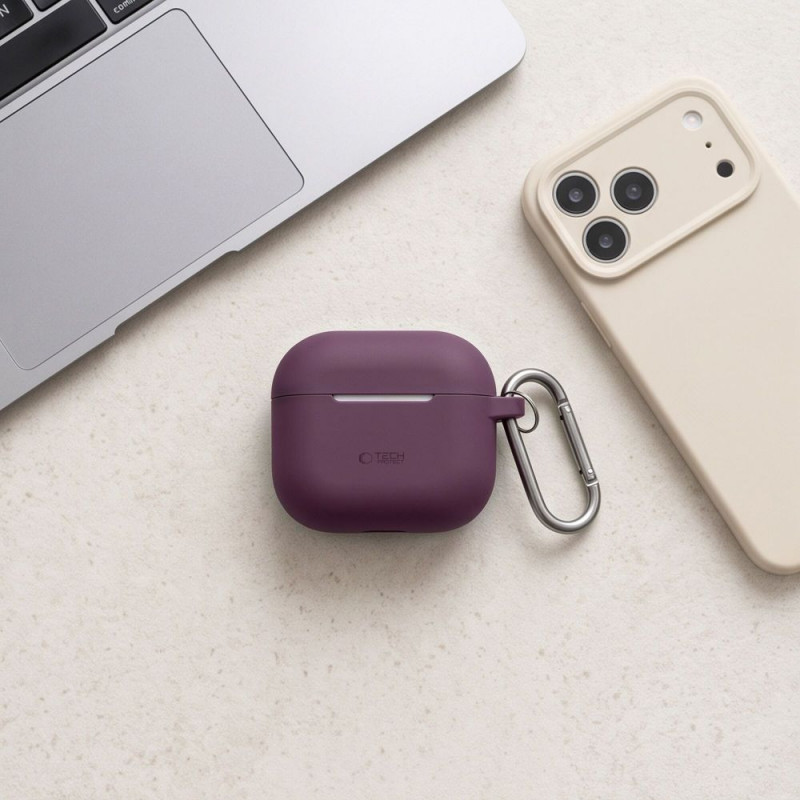 Tech-Protect Silikónové puzdro Hook pre Apple AirPods 4 / 5 THP6094, burgundy