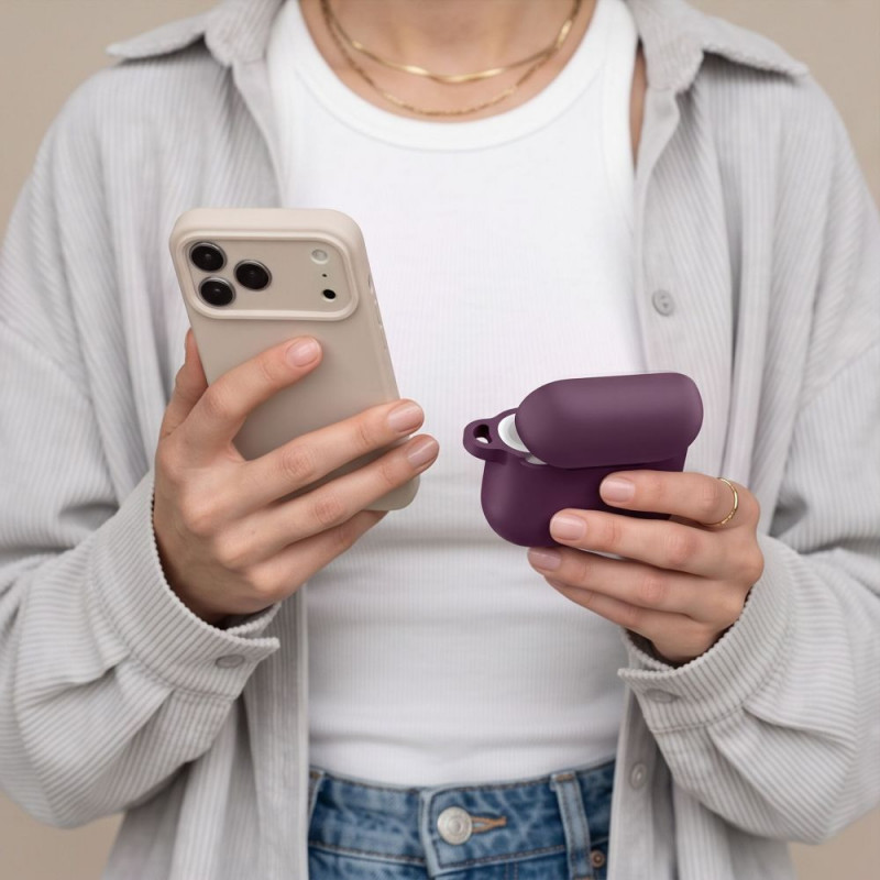 Tech-Protect Silikónové puzdro Hook pre Apple AirPods 4 / 5 THP6094, burgundy