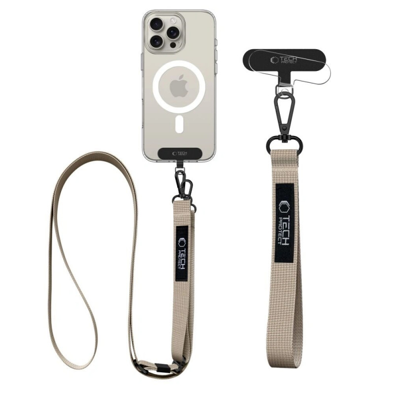 Tech-Protect C6S Rope Crossbody 2-in-1 šnúrka na telefón cez telo, Cosmic Latte (béžová)