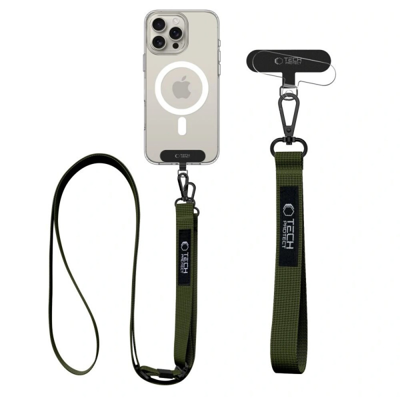 Tech-Protect C6S Rope Crossbody šnúrka na telefón 2-in-1, Cargo Khaki (olivová)
