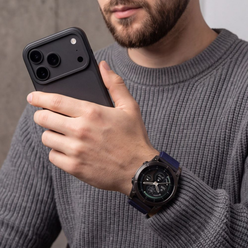 Tech-Protect NylonLoop THP6105 remienok na hodinky pre Garmin Fenix 5X / 5X Plus / 6X / 6X Pro / 7X / 8 / 8 Pro / 9 / 9 Pro (51 mm), námornícka modrá