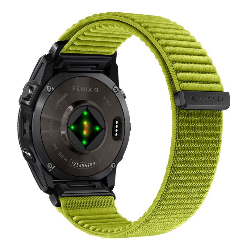 Tech-Protect NylonLoop THP6106 remienok na hodinky pre Garmin Fenix 5X / 5X Plus / 6X / 6X Pro / 7X / 8 / 8 Pro / 9 / 9 Pro (51 mm), electric lime