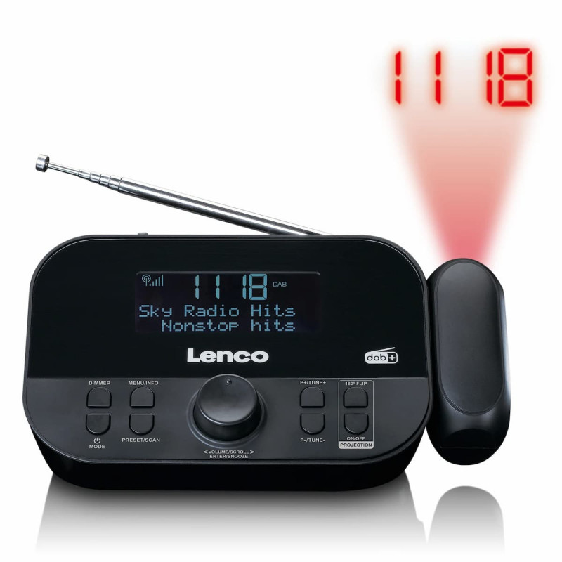 Lenco CR-615BK Rádiobudík s projekciou, DAB+/FM, čierny