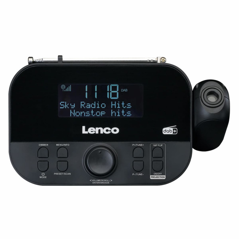 Lenco CR-615BK Rádiobudík s projekciou, DAB+/FM, čierny
