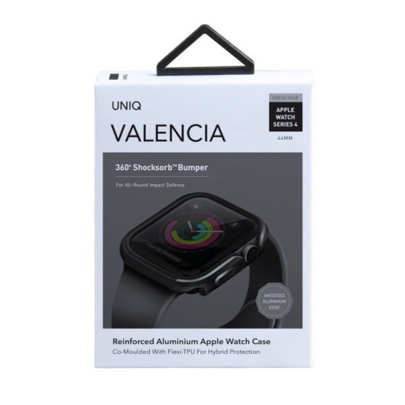 UNIQ Puzdro Valencia pre Apple Watch Series 4/5/6/SE 44 mm, gunmetalová sivá