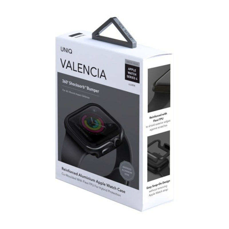 UNIQ Puzdro Valencia pre Apple Watch Series 4/5/6/SE 44 mm, gunmetalová sivá