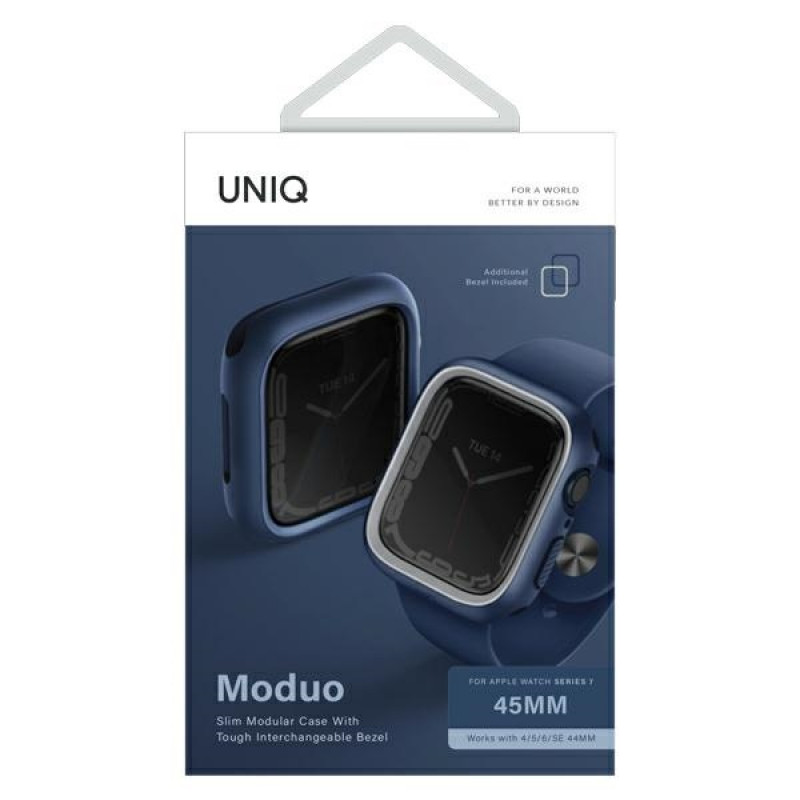 UNIQ Moduo puzdro pre Apple Watch 4/5/6/7/8/9/SE 44/45 mm, modro-sivé