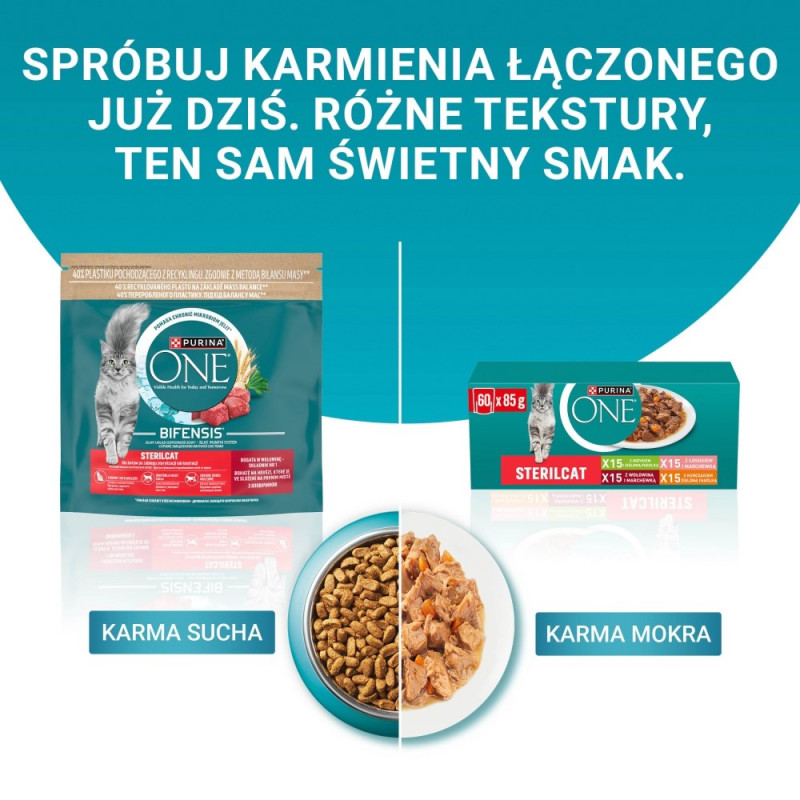 Purina ONE Sterilcat krmivo pre mačky, hovädzie mäso a mrkva, 60 x 85 g