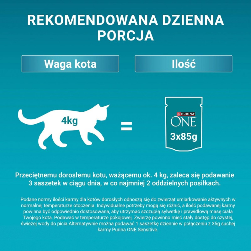 Purina ONE Sensitive krmivo pre mačky, kuracie mäso a mrkva, 60 x 85 g