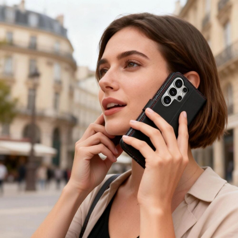 Puzdro s peňaženkou Tech-Protect pre Samsung Galaxy S26 Ultra, čierna/červená