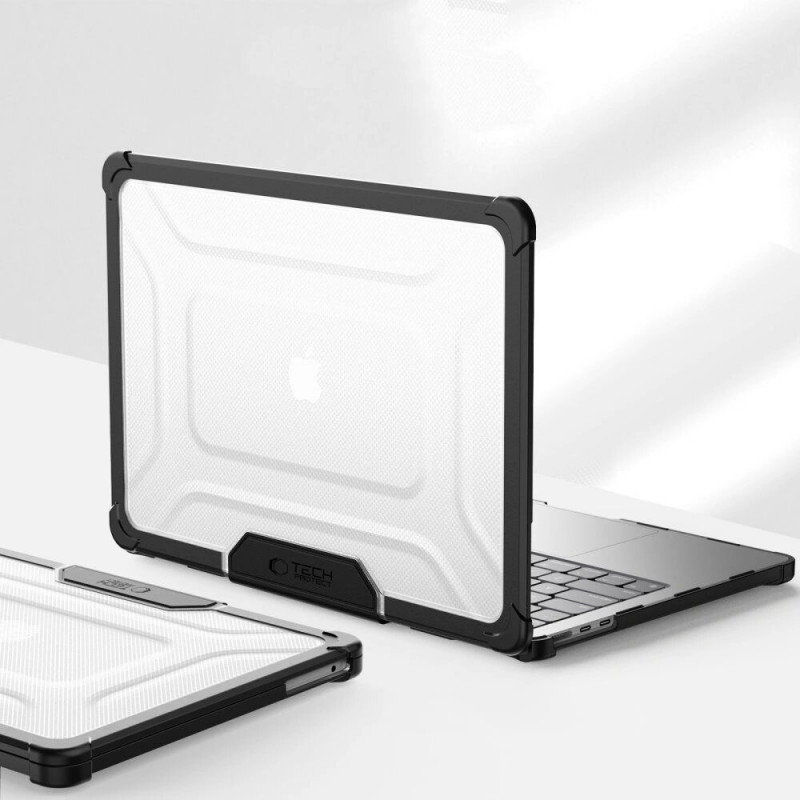 Tech-Protect SmartShell Pro puzdro pre Apple MacBook Air 13" (M2/M3/M4/M5) 2023-2025, čierna/transparentná