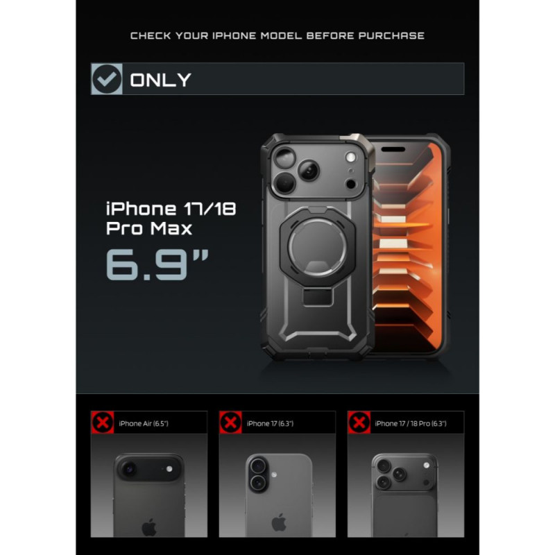 Supcase UB Grip Mag MagSafe puzdro pre Apple iPhone 17 Pro Max / 18 Pro Max, čierne