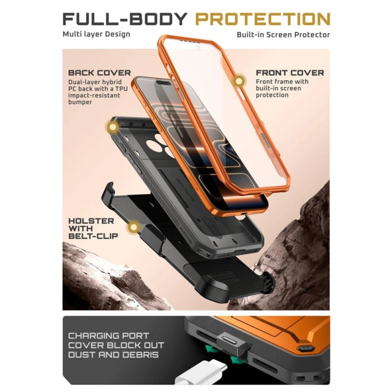 Supcase Unicorn Beetle Pro puzdro pre Apple iPhone 17 Pro Max, koralová