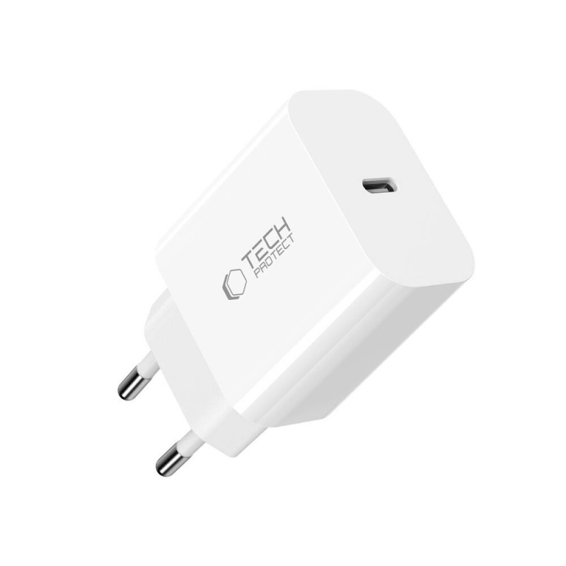 Nabíjačka na stenu Tech-Protect NC20W 1-port USB-C PD 20W s káblom Lightning, biela, 100 cm