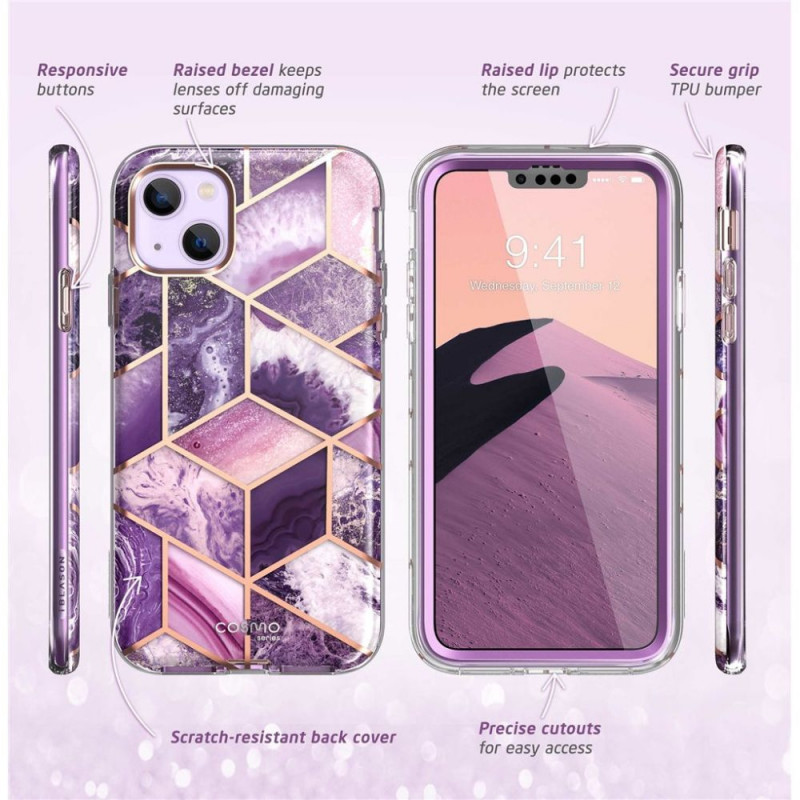Supcase Cosmo puzdro pre Apple iPhone 14 Plus / 15 Plus, mramorová fialová