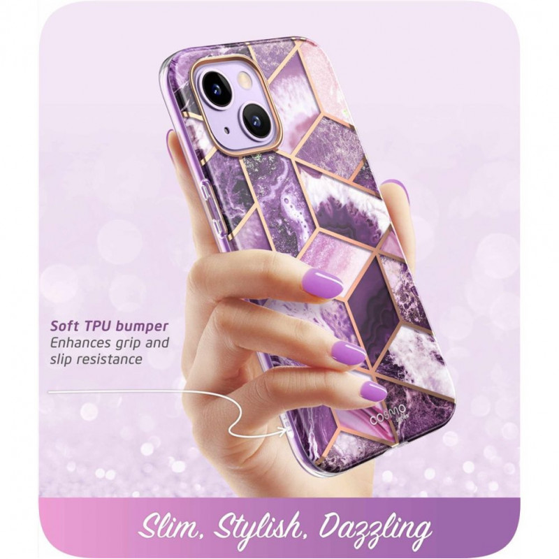 Supcase Cosmo puzdro pre Apple iPhone 14 Plus / 15 Plus, mramorová fialová