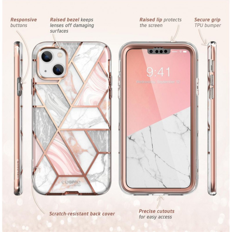 Supcase puzdro Cosmo pre Apple iPhone 14 Plus / 15 Plus, ružový mramor