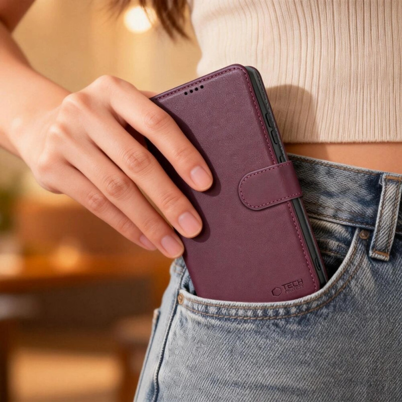 Peňaženkové puzdro Tech-Protect pre Samsung Galaxy A57 5G, bordová