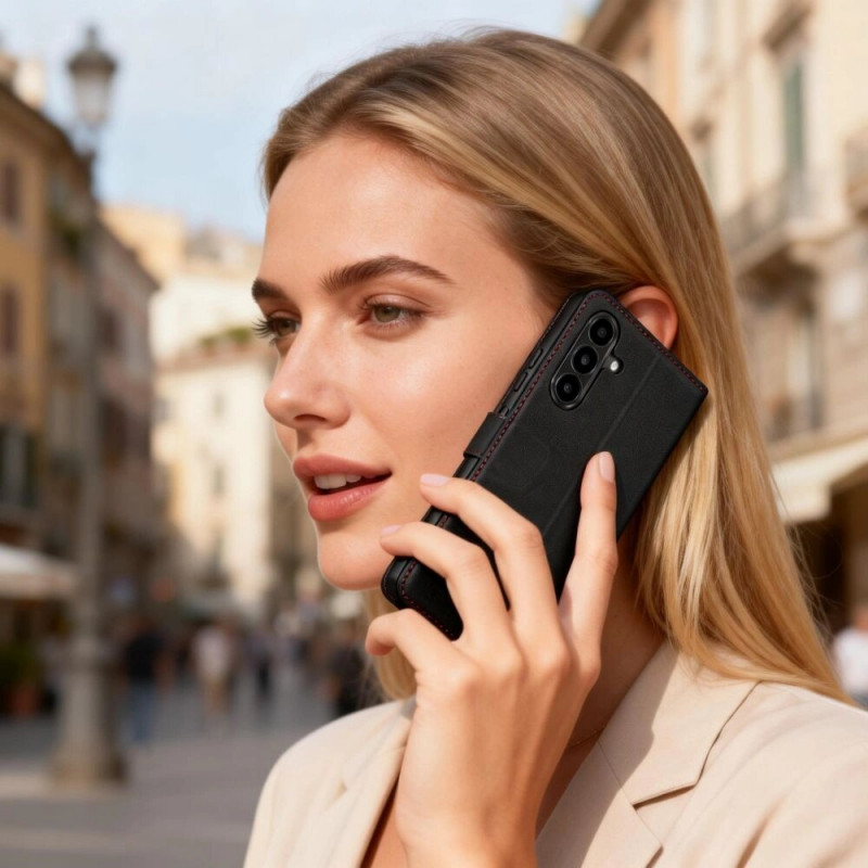 Puzdro s peňaženkou Tech-Protect pre Samsung Galaxy A57 5G, čierno-červené