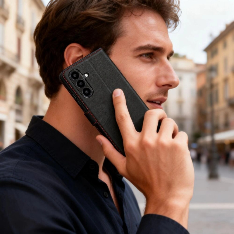 Puzdro s peňaženkou Tech-Protect pre Samsung Galaxy A57 5G, čierno-červené