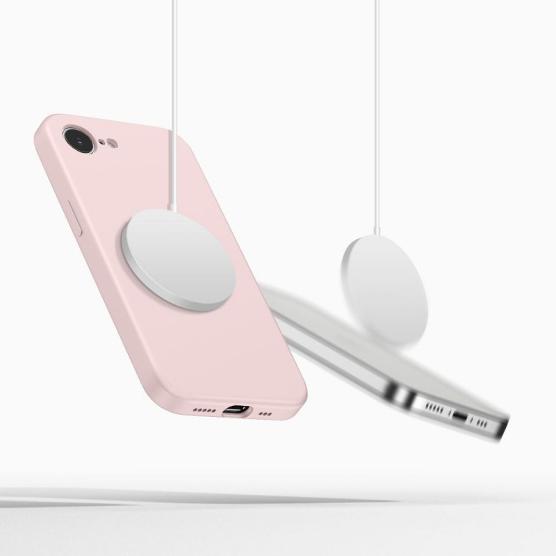 Tech-Protect Silikónové puzdro MagSafe pre Apple iPhone 16e / 17e, ružová perleťová