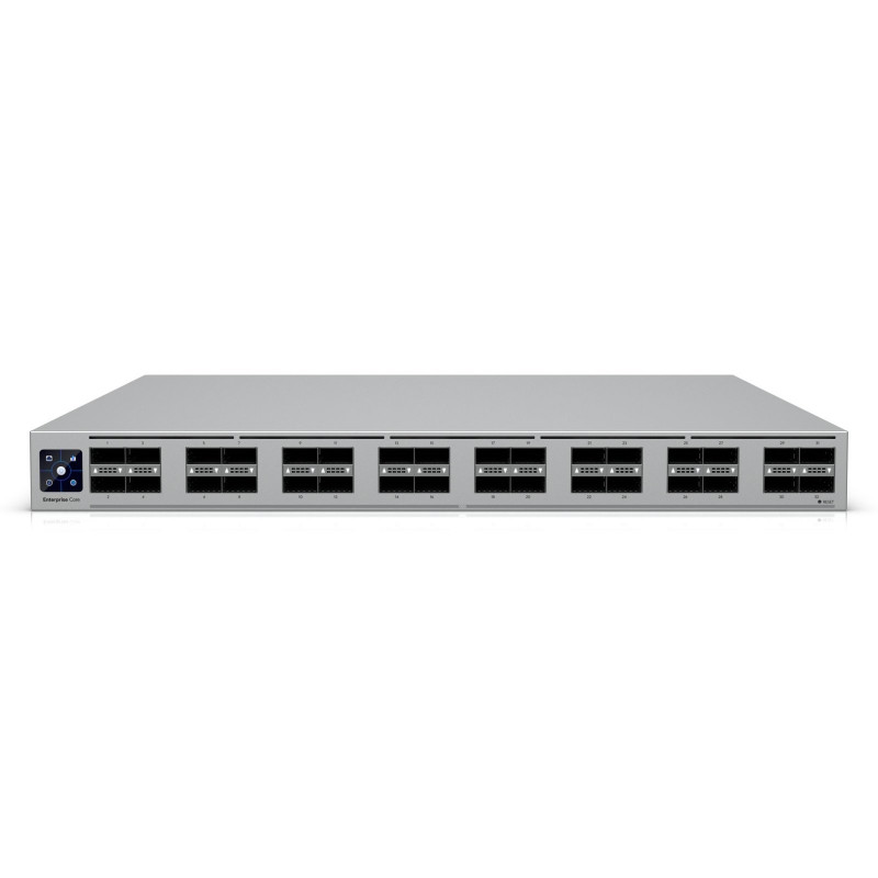 Ubiquiti UniFi Switch 32x QSFP28 100 Gbit, spravovaný, 19" rackový, 1,3" dotykový displej