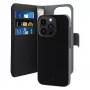 Puro Wallet Detachable MagSafe 2in1 puzdro z PU kože s klopou a peňaženkou pre iPhone 14 Pro Max, čierne