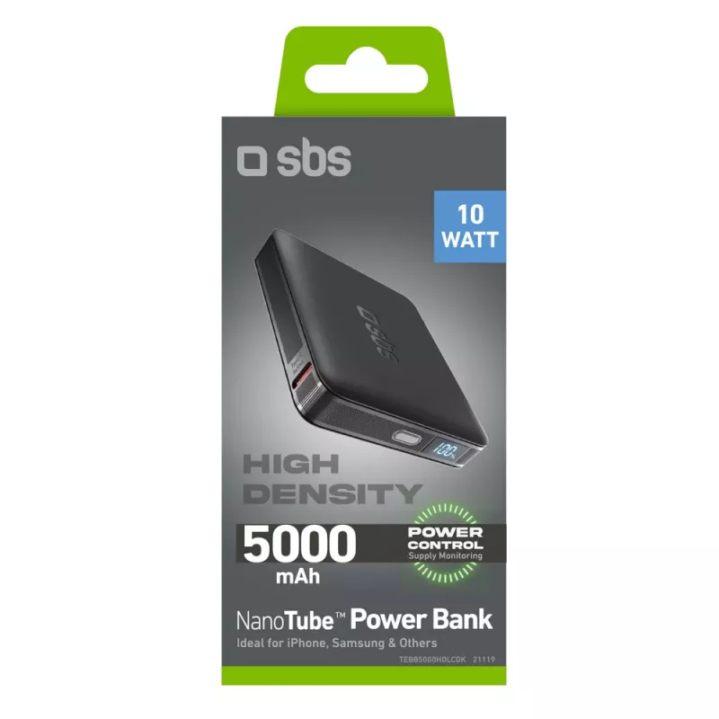 SBS HD 10W 5000mAh USB-C power banka s LCD displejom, čierna