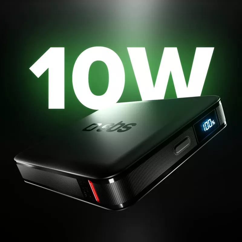 SBS HD 10W 5000mAh USB-C power banka s LCD displejom, čierna