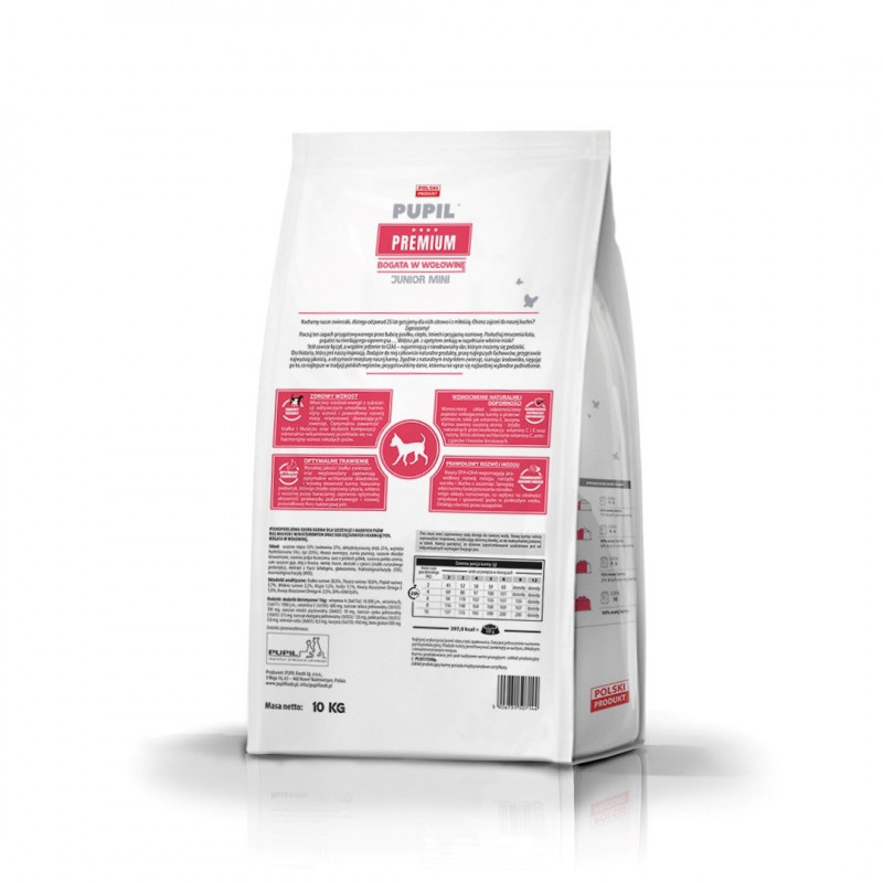 PUPIL Premium Junior Mini bohaté na hovädzie mäso suché krmivo pre psov, 10 kg