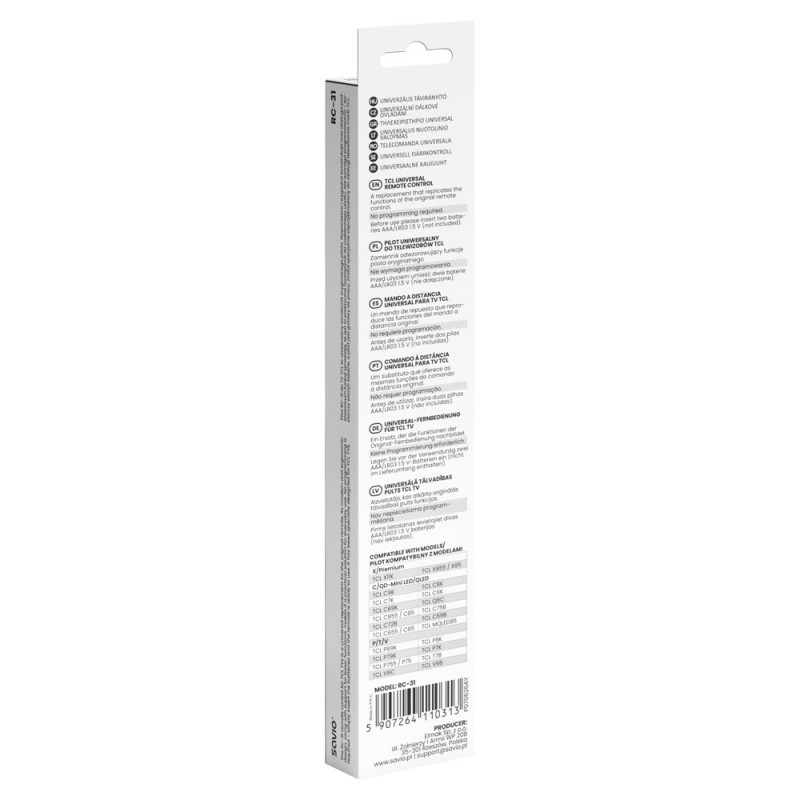 Savio RC-31 univerzálny/náhradný diaľkový ovládač pre TCL TV – SMART TV