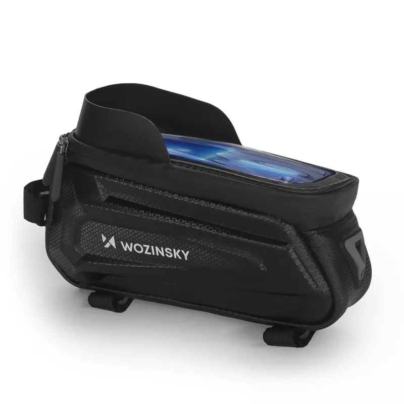 Wozinsky WBB28BK cyklistická rámová taška s puzdrom na telefón, 1,7 L, čierna