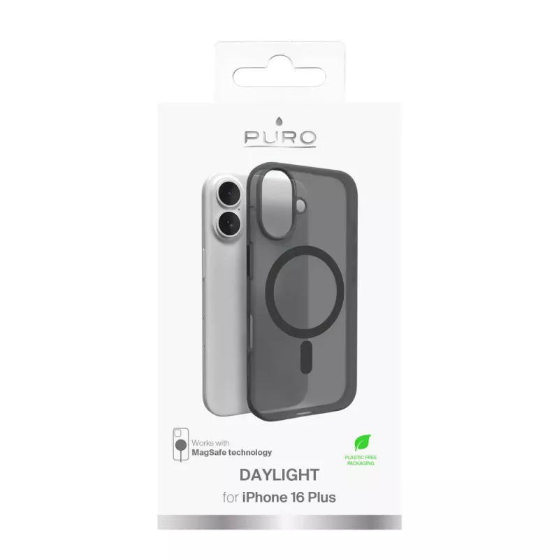 Puro Daylight MagSafe silikónové puzdro pre iPhone 16 Plus, čierne