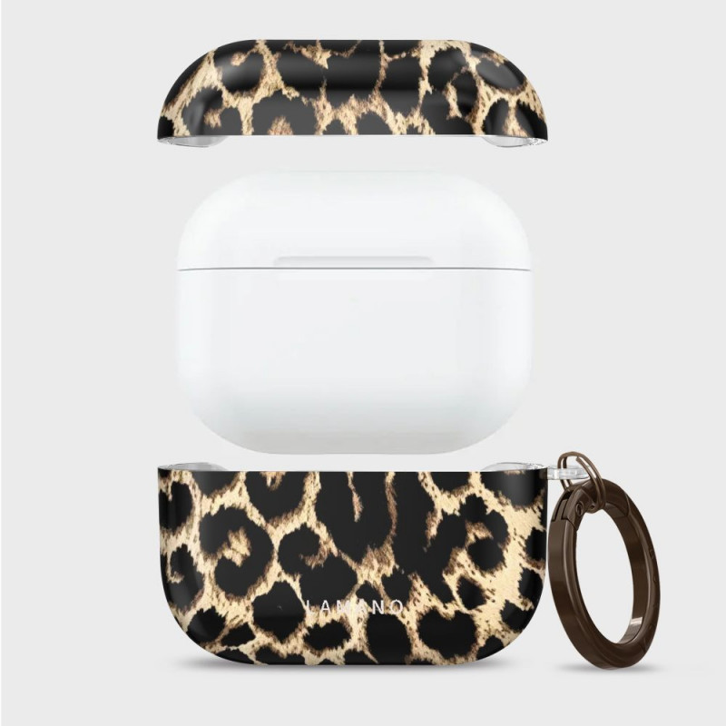 Tech-Protect Puzdro Lamano pre Apple AirPods Pro 3 s karabínou, Exotic Touch (čierna a hnedá)