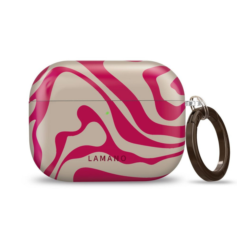 Tech-Protect Puzdro Lamano pre Apple AirPods Pro 3 s karabínkou, Flamingo Bloom (ružová a béžová)